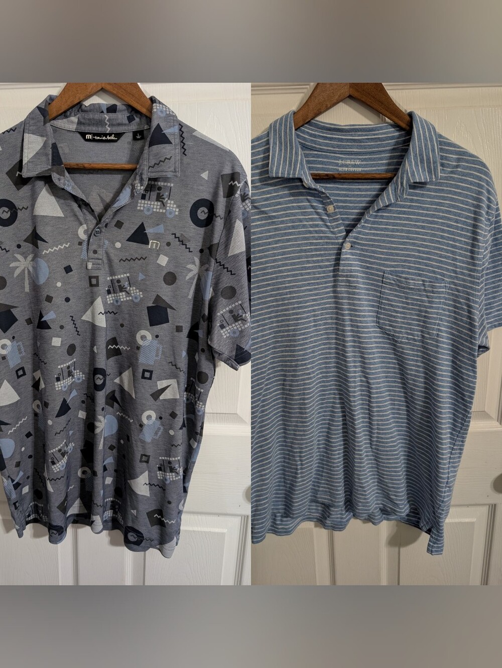 J. Crew Mens Polo Lot of 2 Travis Mathew Blue Short Sleeve Golf Tops Size Large